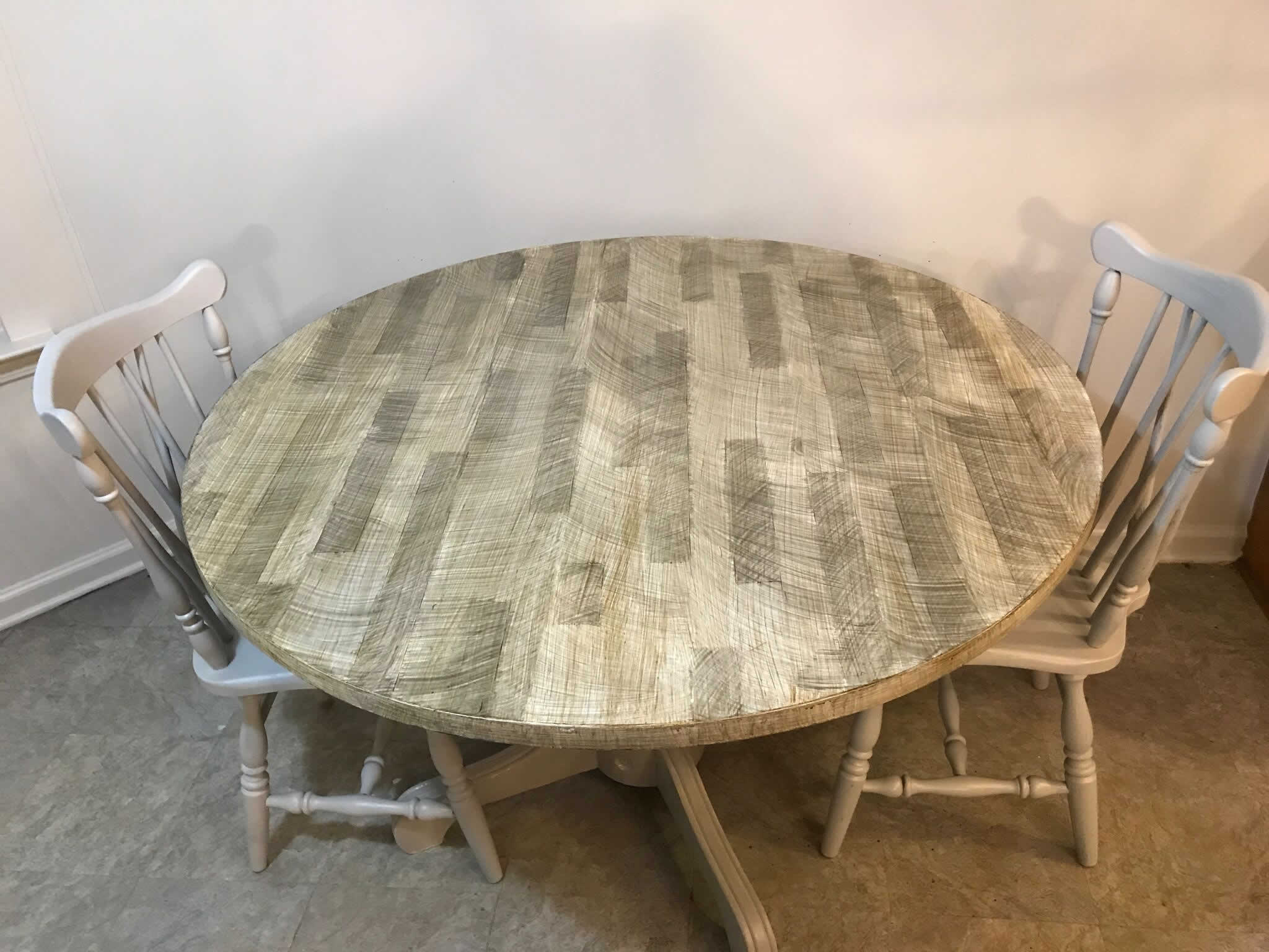 Coffee Table After Faux Transformation to Driftwood